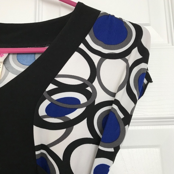 Jessie Girl White Blue Polka Dot Dress Size 14 V-Neck With Tie Back Bow - Picture 5 of 8